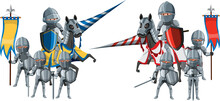 Medieval Knight Jousting Tournament On White Background