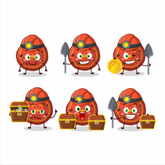 Wall Mural - miners red cookies pig cute mascot character wearing helmet