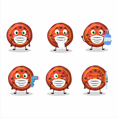 Sticker - A picture of red cookies pig cartoon design style keep staying healthy during a pandemic