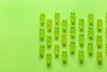 Sweet Jelly Bears On Green Background