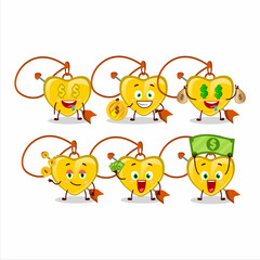 Sticker - Yellow heart arrow necklace cartoon character with cute emoticon bring money