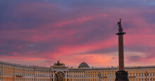 The Building Of The General Staff And The Alexander Column On Dvrotsovaya Square In St. Petersburg.