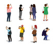 © P.O.H.N - Illustration of people standing and take a picture on isolate white