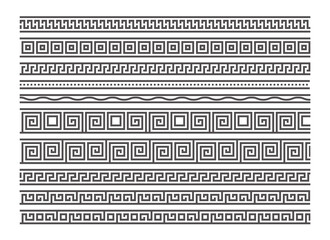 Wall Mural - Greek style seamless frames. Geometric border set. Vector ornament pattern. Mediterranean decor elements.