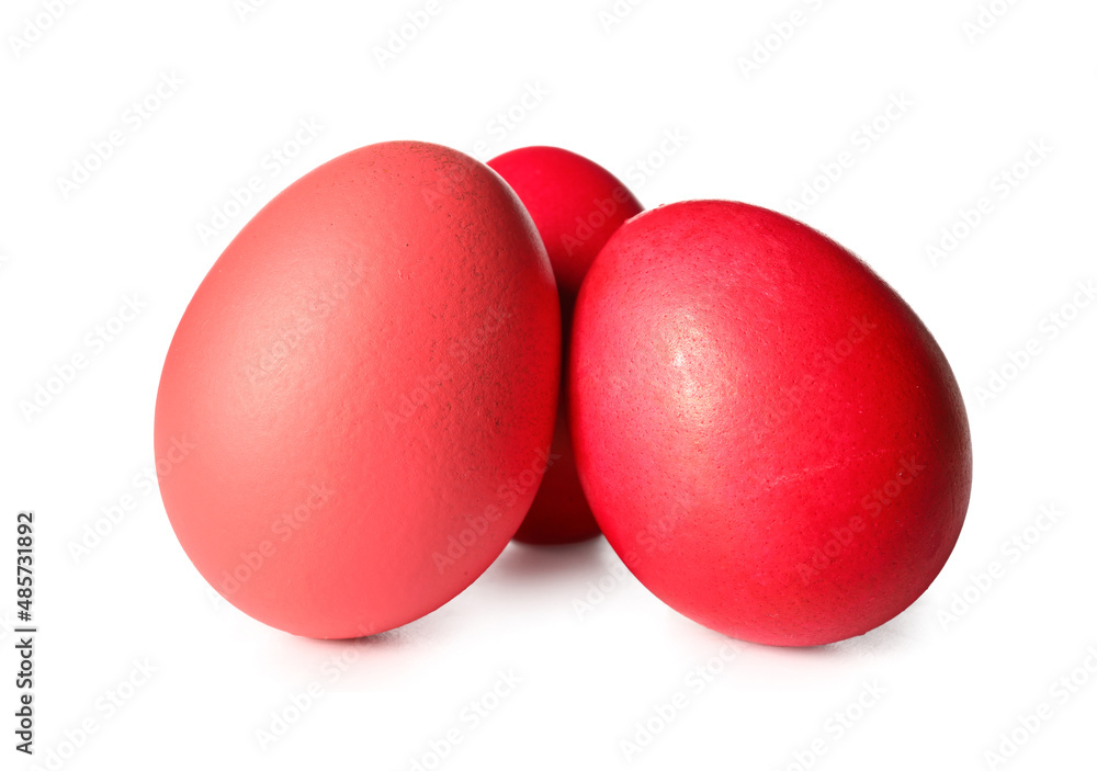 Bright Easter eggs on white background