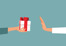 Hand Refusing Bribe Gift Vector Conceptual Illustration
