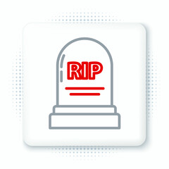 Sticker - Line Tombstone with RIP written on it icon isolated on white background. Grave icon. Colorful outline concept. Vector