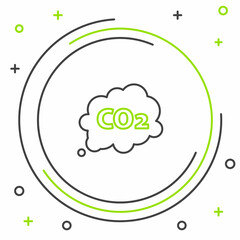 Canvas Print - Line CO2 emissions in cloud icon isolated on white background. Carbon dioxide formula symbol, smog pollution concept, environment concept. Colorful outline concept. Vector