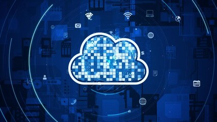 Wall Mural - Cloud computing concept. Software as a Service. SaaS. Communication network.