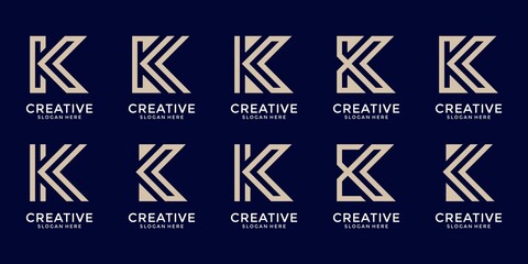 Canvas Print - Set of creative abstract letter k logo design collection.