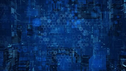 Poster - Electronics technology concept. Digital transformation. Abstract background.