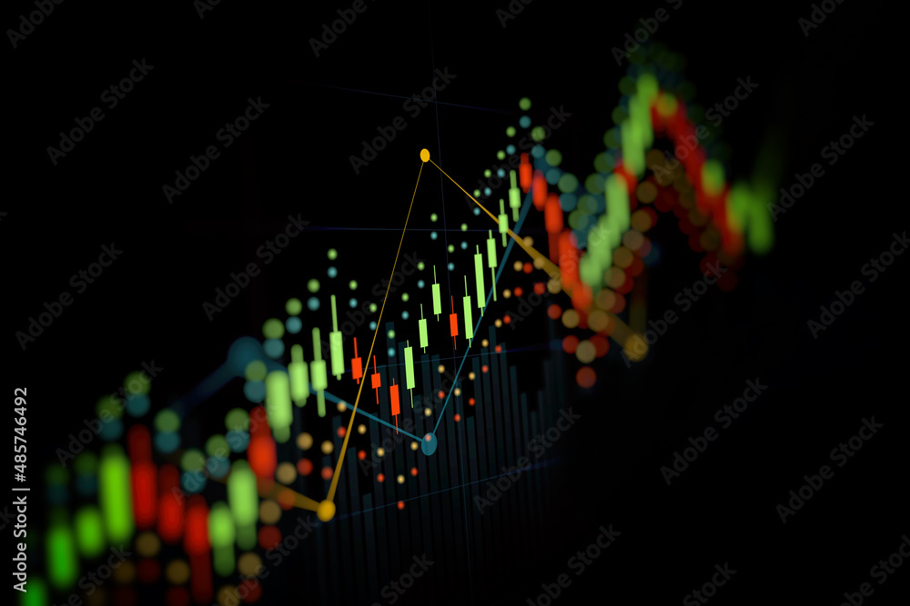 Financial graph with up trend line candlestick chart in stock market on ...