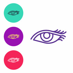 Sticker - Set line Beautiful woman eye icon isolated on white background. Set icons colorful. Vector