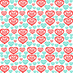 Canvas Print - happy valentines day bokeh banner design,Seamless romantic pattern with hand drawing hearts. Vector cute holiday background. Gift wrap, print, cloth, cute background for a card.