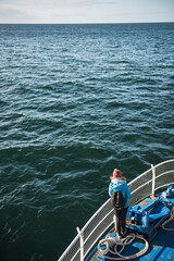 Wall Mural - Tourists on a whale watching boat, Reykjavik, Iceland, Europe