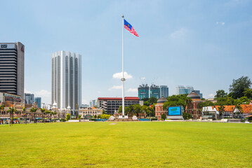 Wall Mural - Merdeka Square flagpole bearing the Malaysian Flag, Kuala Lumpur, Malaysia, Southeast Asia