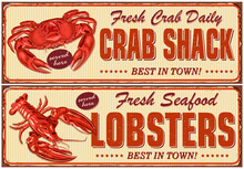 Seafood Vintage Metal Sign Collection.