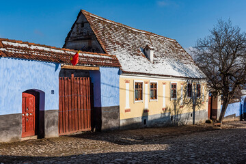 Wall Mural - Colourful houses in Viscri, UNESCO World Heritage Site, Transylvania, Romania