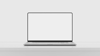 Wall Mural - laptop frameless screen - the camera moves smoothly towards the computer. includes a green screen an