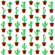 Funny cactuses in pots seamless texture