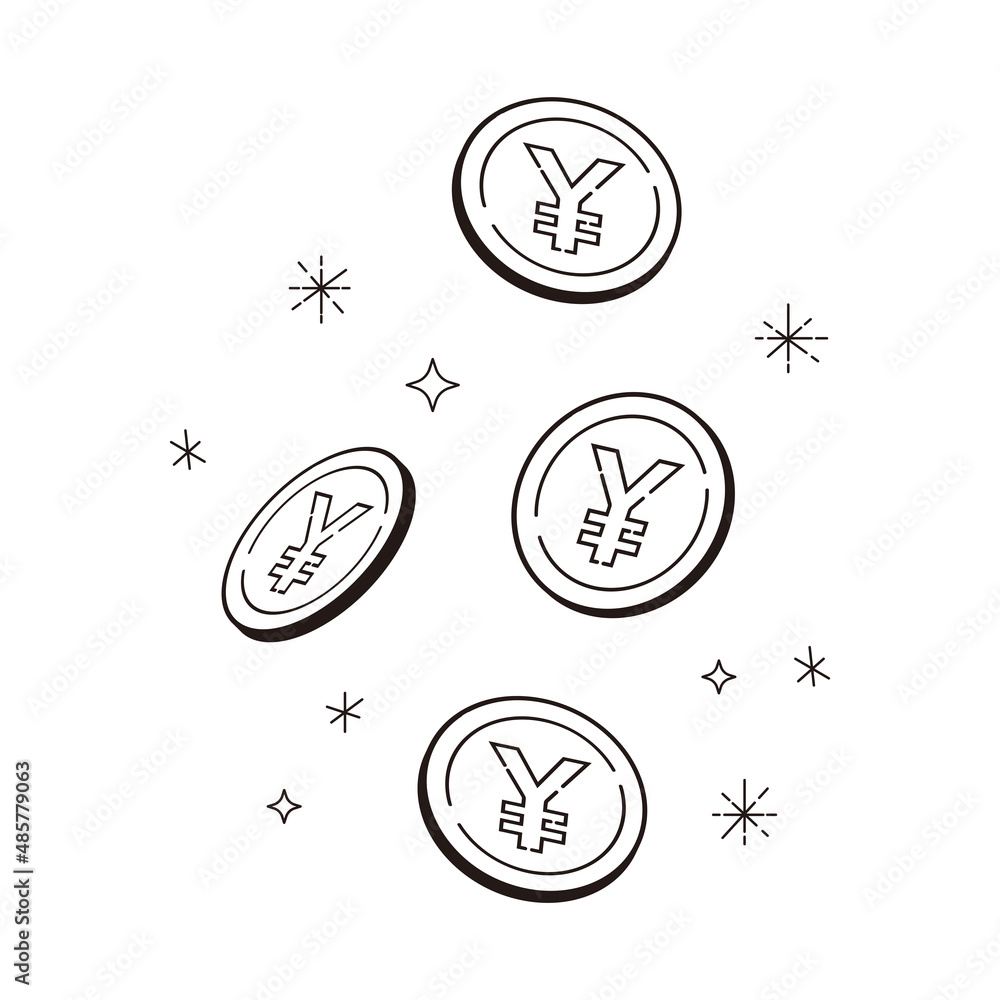 キラキラしたコインのベクターイラスト・日本円マーク Stock-vektor | Adobe Stock