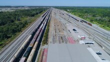 4K Drone Video Of Trains And Locomotives In The CSX Winston Train Yard In Lakeland, FL