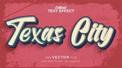 Wall Mural - Editable text style - Texas City effect text in retro style theme