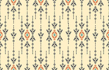 Ethnic Abstract Background. Seamless In Tribal, Folk Embroidery, Native Ikat Fabric. Aztec Geometric Art Ornament Print. Design For Carpet, Wallpaper, Clothing, Wrapping, Textile, Tissue, Decorative