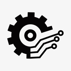 Gear smart ai icon. Simple illustration of gear smart ai vector icon for web design isolated on white background