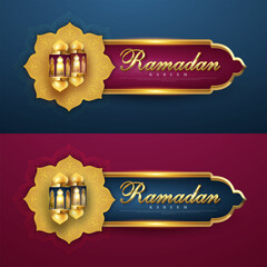 Wall Mural - Realistic set of banners template with islamic design suitable for ramadan kareem illustration