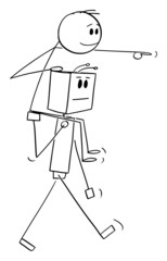 Sticker - Robot Carrying Human Person on his Shoulders , Vector Cartoon Stick Figure Illustration