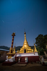 Wall Mural - Buddhist temple under the stars at night, Pindaya, Shan State, Myanmar (Burma)