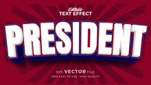 Editable Text Style Effect - President Day Text In American Style Theme