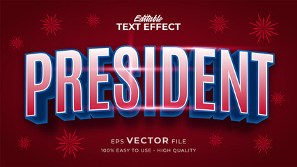 Editable text style effect - president day text in american style theme