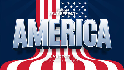 editable text style effect - united states of america text with flag style theme