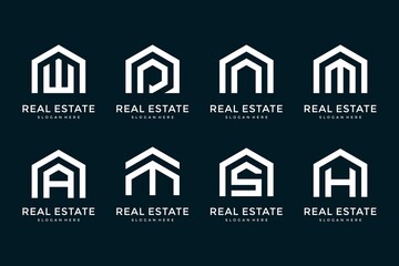 Canvas Print - real estate letter logo collection monogram