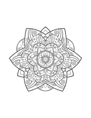 Mandala pattern, round decorative ornament for abstract background or adult coloring book page, vector illustration