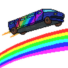 Sticker - pixel art fantasy flying limousine