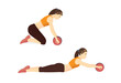 Woman exercise with an Abs Wheel for benefits including core, Upper Body, and Glutes. Illustration about roller Workout Challenge.