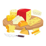 Fototapeta Dinusie - Cartoon Round Cheese Board