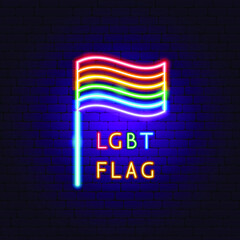 Wall Mural - LGBT Flag Neon Label. Vector Illustration of Pride Promotion.