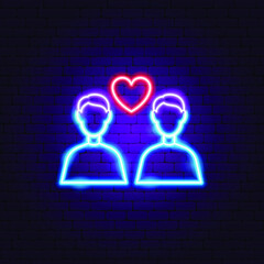 Sticker - Two Men Love Neon Sign. Vector Illustration of Family Promotion.