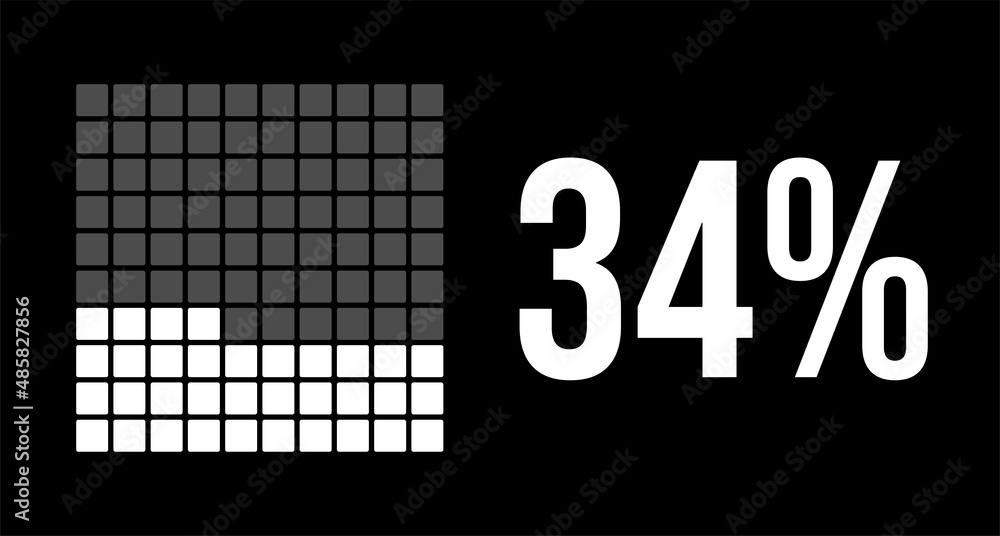 34 percent diagram, thirty-four percentage vector infographic. Rounded ...