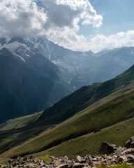 Wall Mural - Mountains valley in summer day. Elbrus region