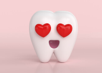 Wall Mural - 3d tooth with smiley love face