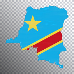 Sticker - Democratic Republic Congo flag and map, transparent background