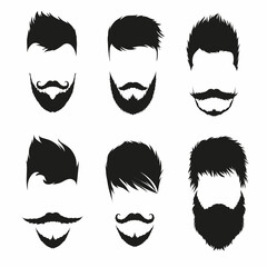 Wall Mural - Fashion silhouette hipster style, bearded men set, vector illustration