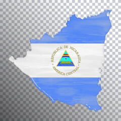 Poster - Nicaragua flag and map, transparent background