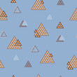 Vector abstract seamless pattern with triangles in the form of lines and filled shapes.