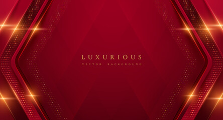 Wall Mural - abstract red background. luxury 3d background with random shape layers and shining lines.